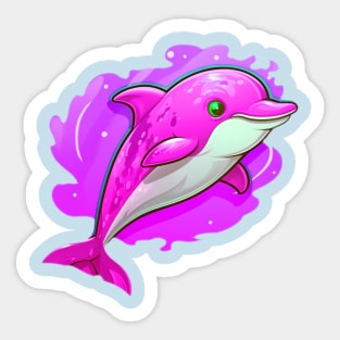 Pink Paradise: Playful Cartoon Dolphin Fish Design Sticker